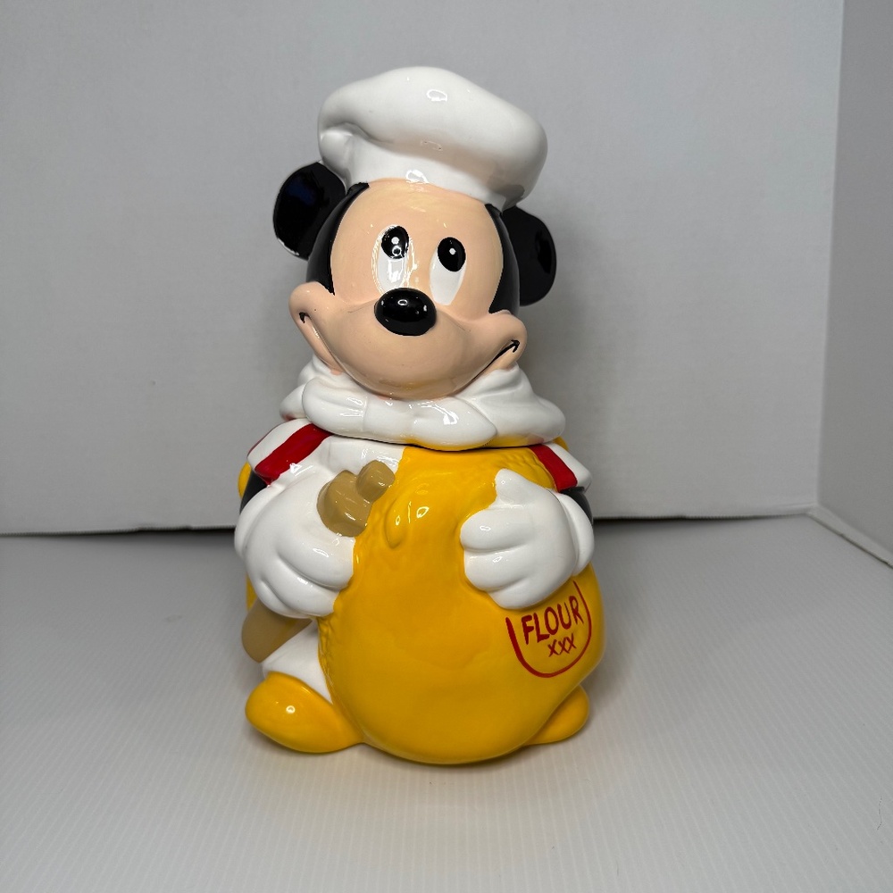 Vintage Cookie Jar Disney Chef Mickey Mouse Flour Sack Cannister by Hoan